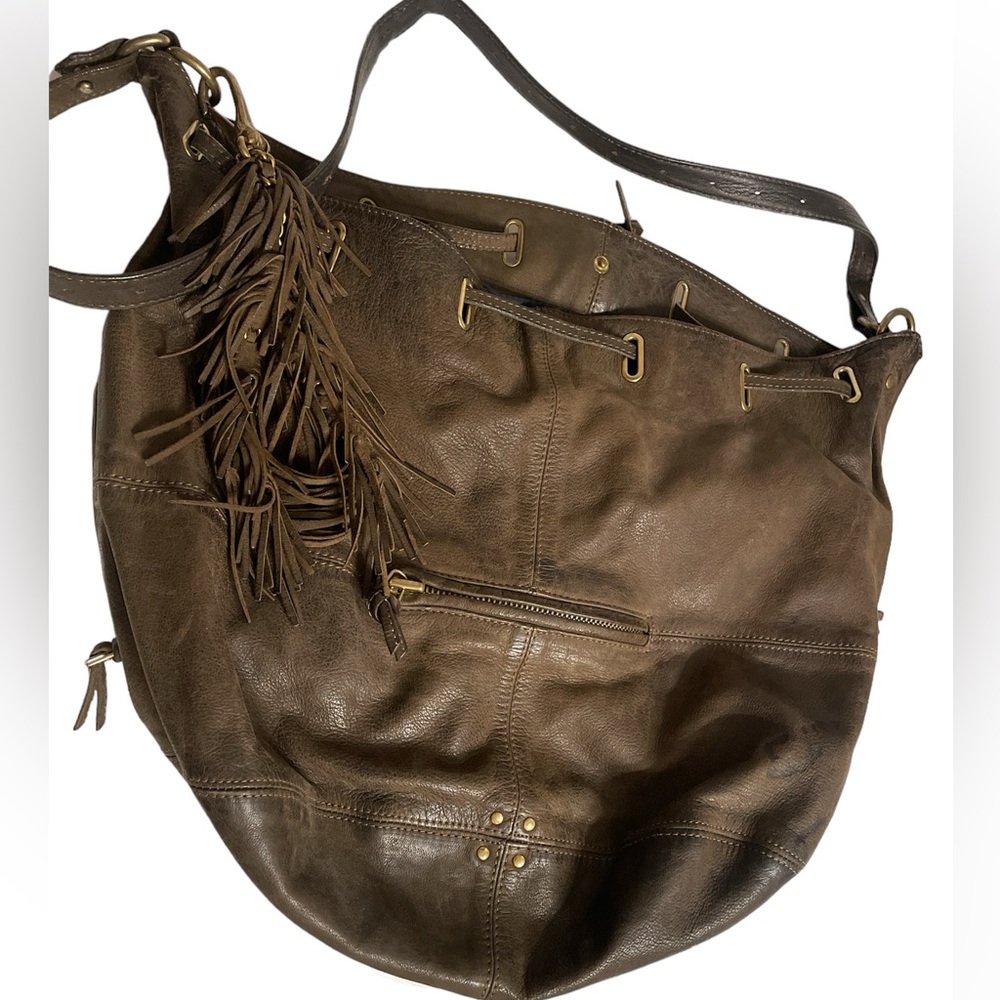 JEROME DREYFUSS Alain Bucket Boho Brown Leather Tote Bag